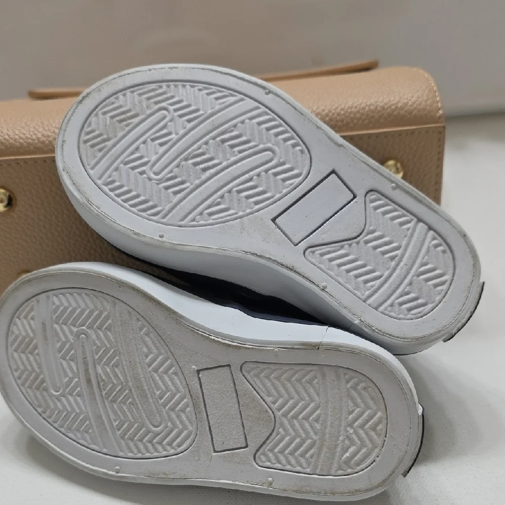 Janie and Jack Navy Slip-On Sneakers with Multicolor Embroidery
